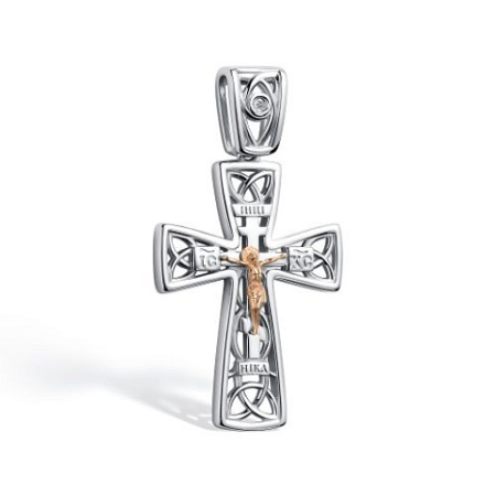 Серебряный крест с бриллиантом