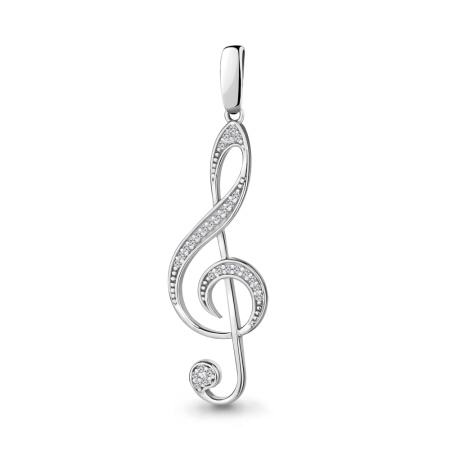 Подвеска из серебра с фианитами «Скрипичный ключ»