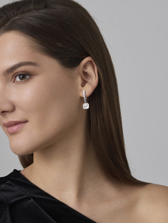 Серебряные серьги с бриллиантами «Роза»