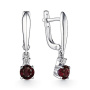Серебряные серьги с гранатом и кубическим цирконием