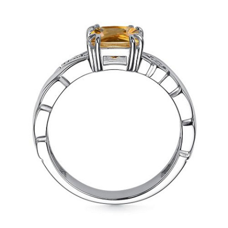 Серебряное кольцо с цитрином и бриллиантом