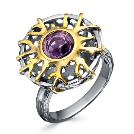 Кольцо из серебра с позолотой и аметистом