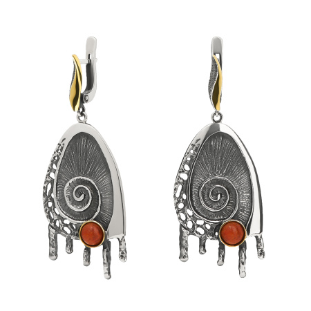 Серьги из серебра с кораллом