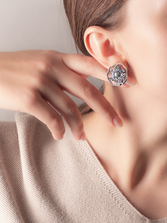Серьги из серебра «Маки»