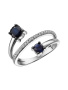 Серебряное кольцо с сапфиром и фианитами