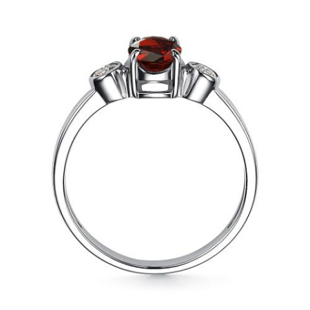 Кольцо из серебра с гранатом и фианитами