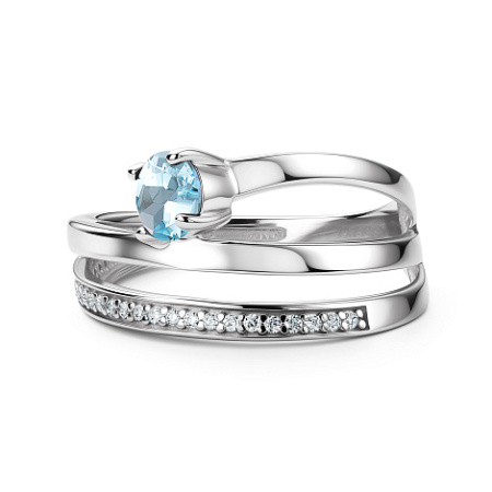 Кольцо из серебра с топазом и фианитами