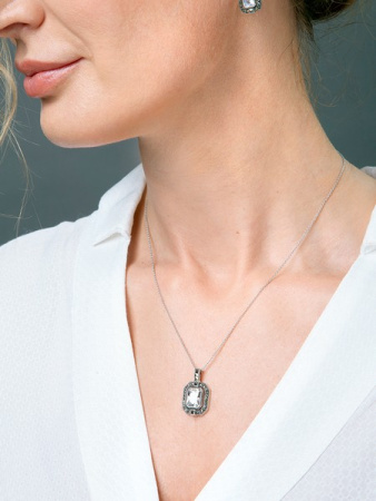 Серебряный кулон с марказитами Swarovski и фианитом на цепи