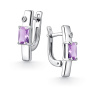 Серебряные серьги с бриллиантами и аметистами