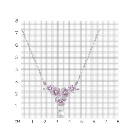 Серебряное колье с жемчугом и эмалью «Цветы»