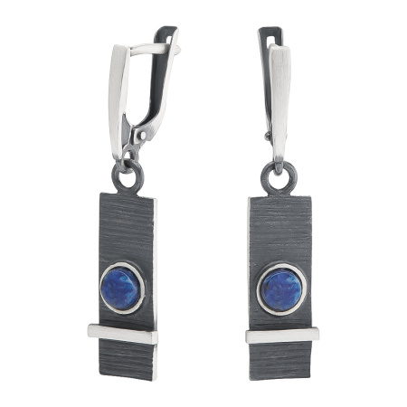 Серебряные серьги с лазуритом «Геометрия»