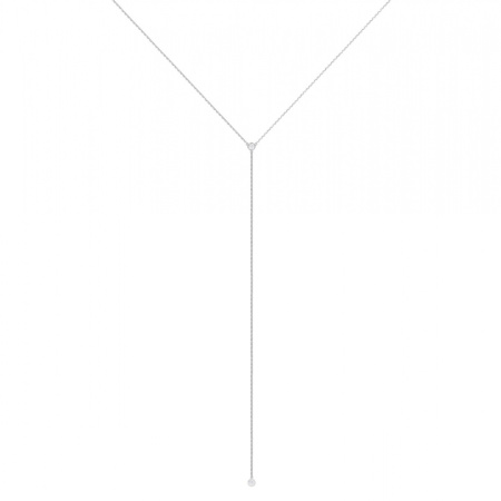 Серебряное нитевидное колье-сотуар с фианитами