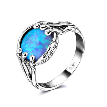 Кольцо из серебра с синтетическим опалом