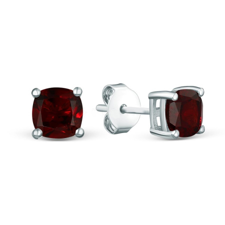 Серьги-пусеты из серебра с гранатом