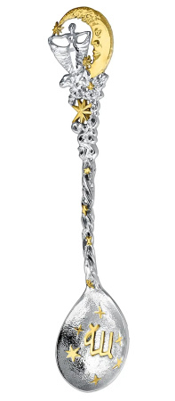 Серебряная ложка «Зодиак Дева» с позолотой