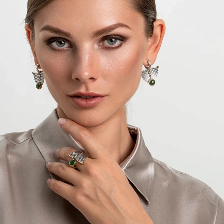 Серебряные серьги «Нефритовый Парус»