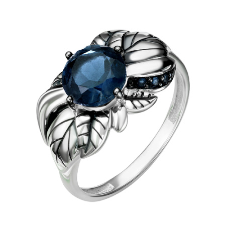 Кольцо из серебра «Цветок» с топазом