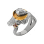 Серебряное кольцо с гранатом «Ёжик на пеньке»