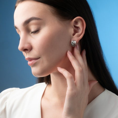 Серьги из серебра «Пион»