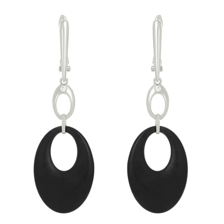 Серьги из серебра с керамикой и фианитами