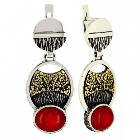 Серебряные серьги с кораллом