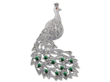 Брошь из серебра «Павлин»