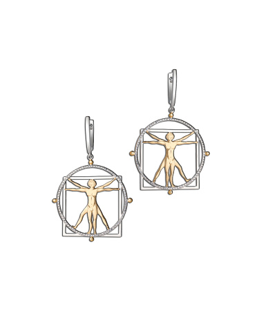 Серьги из серебра «Витрувианский человек»