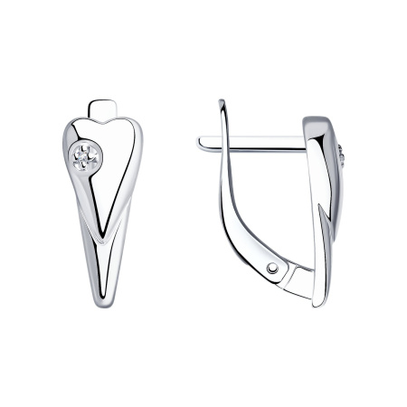 Серебряные серьги с бриллиантом