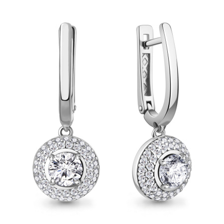 Серьги из серебра с фианитами