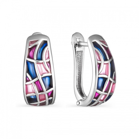 Серебряные серьги с витражной эмалью