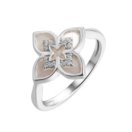 Кольцо из серебра с перламутром «Цветок»