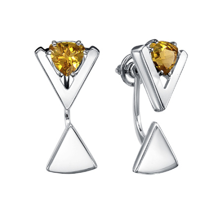 Серьги пусеты из серебра с цитринами