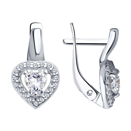 Серебряные серьги с фианитами «Сердце»