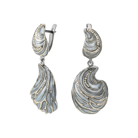 Серьги из серебра «Волна» с витражной эмалью