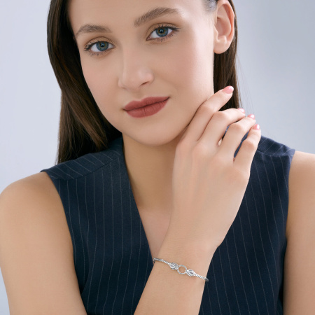 Серебряный браслет с фианитами «Змея»