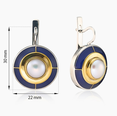 Серьги из серебра с камнем жемчуг