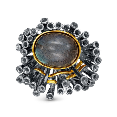 Брошь-подвеска из серебра с лабрадором