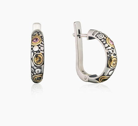 Серьги из серебра с турмалином «Огни заката»