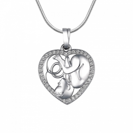 Подвеска из серебра с фианитами «Малыш под сердцем»