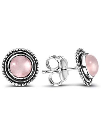 Серьги из серебра с розовым кварцем