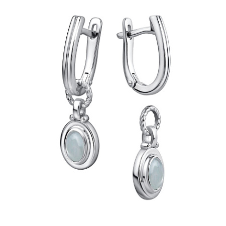 Серьги из серебра с аквамарином