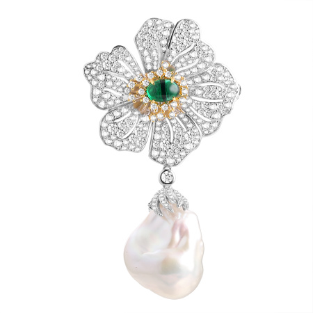 Серебряная брошь-подвеска «Цветок»