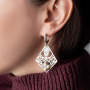 Серьги из серебра с фианитом «Шотландская роза»
