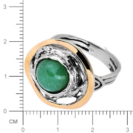 Серебряное кольцо с авантюрином и золотом