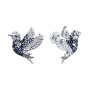 Серебряные серьги-гвоздики с фианитами «Птица»