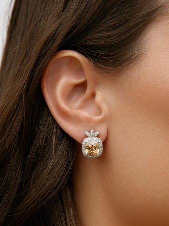 Серебряные серьги с фианитами Swarovski