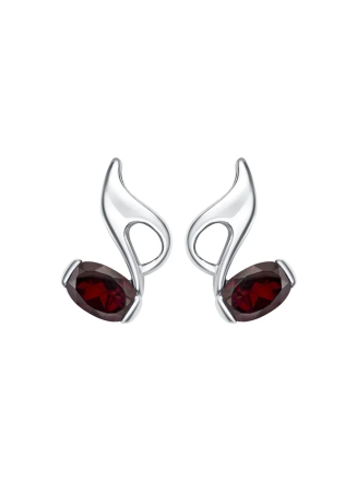 Серьги-пусеты из серебра с гранатом «Нота»