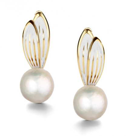 Серьги из серебра с жемчугом и эмалью