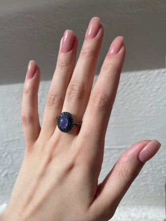 Кольцо из серебра 925 с сапфирами и танзанитами