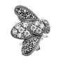 Серебряная брошь «Мушка» с марказитами Swarovski и фианитами